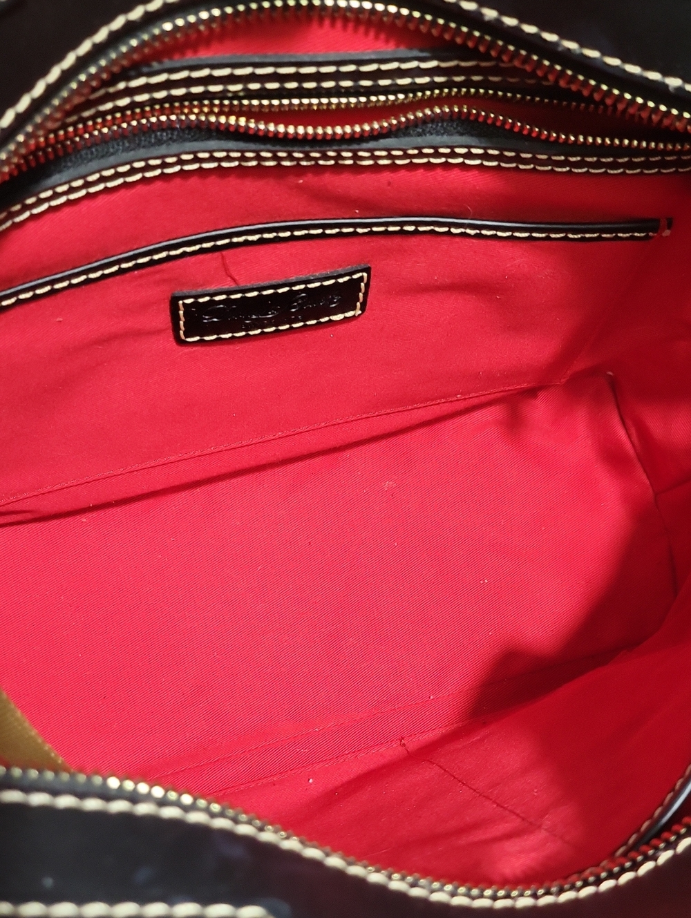 Dooney & Bourke Black Leather Tote with Gold Hardware - Picture 3 of 6